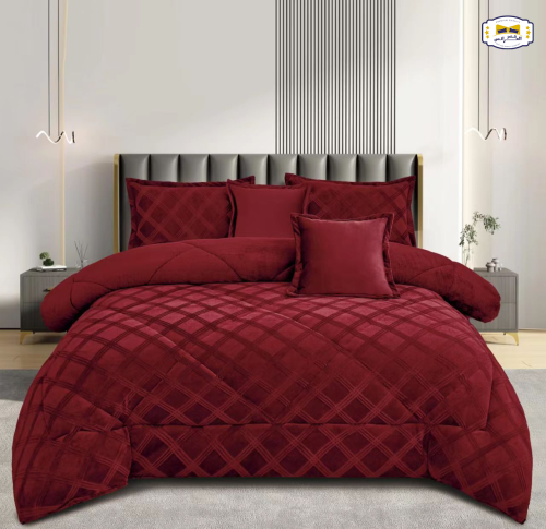 مفرش شتوي نفرين فرو الأرنب محفور 6 قـطـع