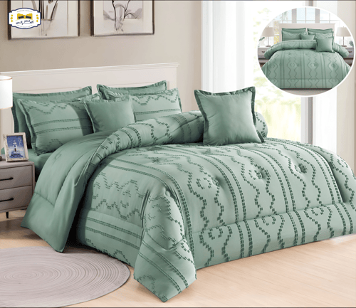 مفرش فيدرا نفر ونص 5 قطع ساده قماش بارز