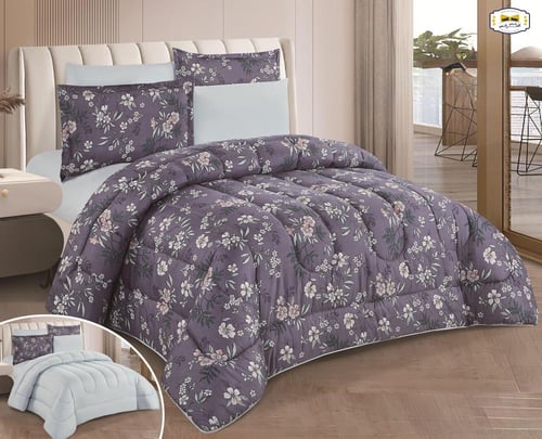 مفرش ليندي مايكروفايبر مشجر وجهين - نفرين 6 قطع