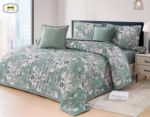 مفرش مضغوط مشجر مايكروفايبر نفرين 6 قطع