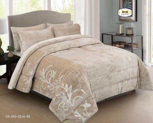 مفرش شتوي مخمل ملكي نفرين 6 قطع