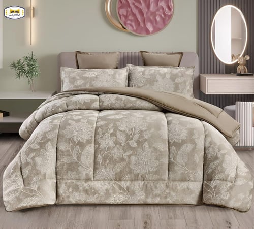 مفرش جاكار مطرز بارز نفرين 6 قطع وجهين