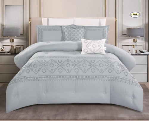 مفرش ميامي مطرز مكروفابير نضام وجهين 8 قطع فاخر