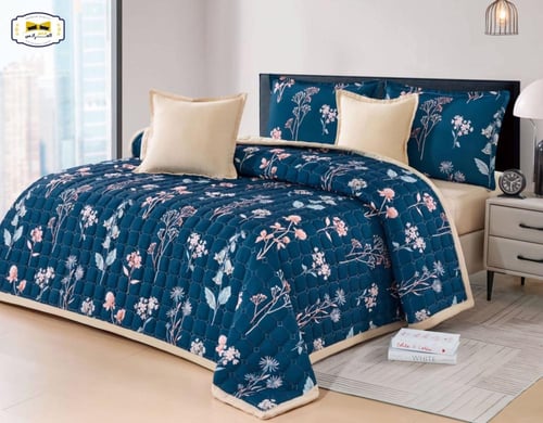 مفرش مضغوط مشجر مايكروفايبر نفرونص 4 قطع