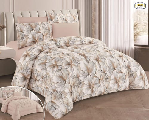 مفرش ليندي مايكروفايبر مشجر وجهين - نفرين 6 قطع