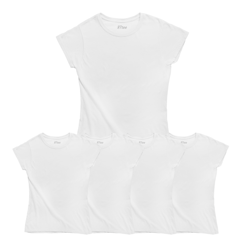 عدد 5 تيشيرت سادة قطن نص كم رقبة دائرية