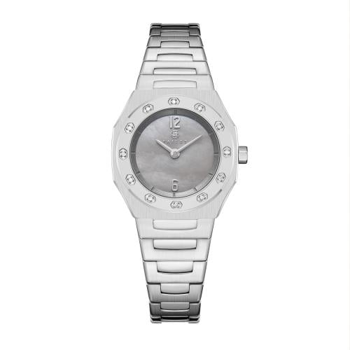 ساعة نسائية ألماس فضي مينا رمادي ماركة فايلت