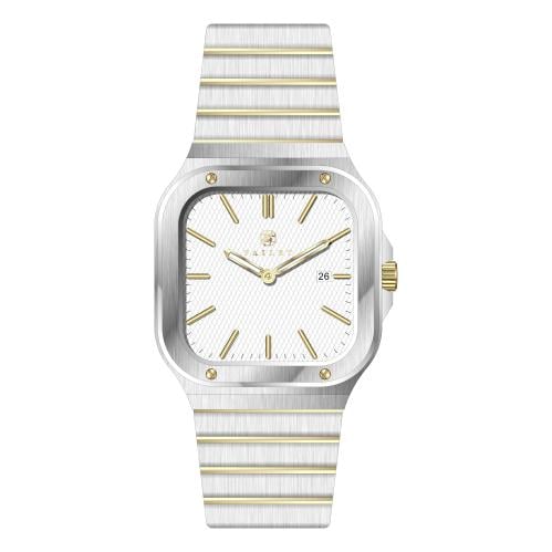 ساعة رجالية فضي ذهبي مينا أبيض ماركة فايلت