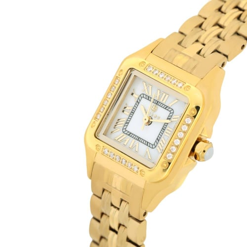 ساعة نسائية ألماس ذهبي مينا أبيض ماركة فايلت