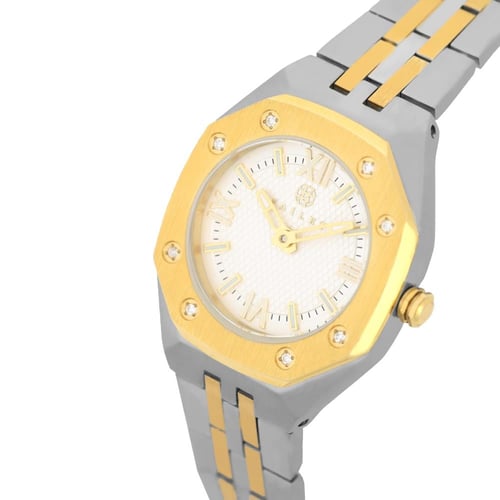 ساعة نسائية ألماس فضي ذهبي مينا أبيض ماركة فايلت