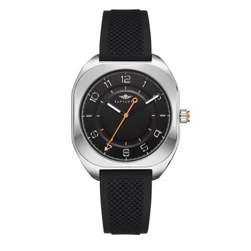 ساعة رجالية فضي سيلكون أسود مينا أسود ماركة سان لو...