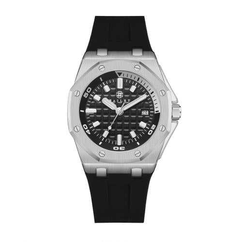 ساعة رجالية سيلكون أسود فضي مينا أسود ماركة فايلت