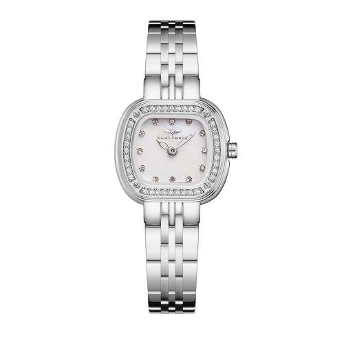 ساعة نسائية فضي مينا أبيض ماركة سان لوريس