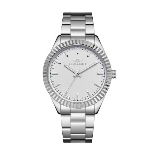 ساعة رجالية فضي مينا ابيض ماركة سان لوريس