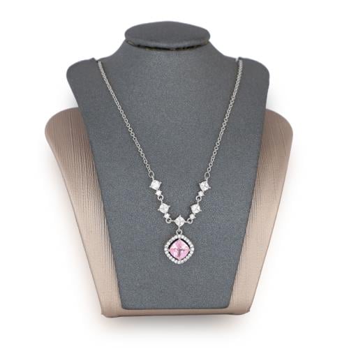 سلسال زركون فضي فص وردي ماركة فايلت