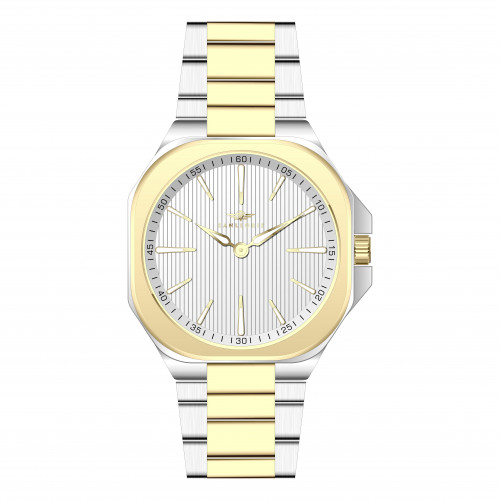 ساعة رجالية فضي ذهبي مينا ابيض ماركة سان لوريس