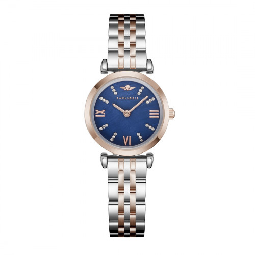 ساعة نسائية فضي نحاسي مينا كحلي من ماركة سان لوريس