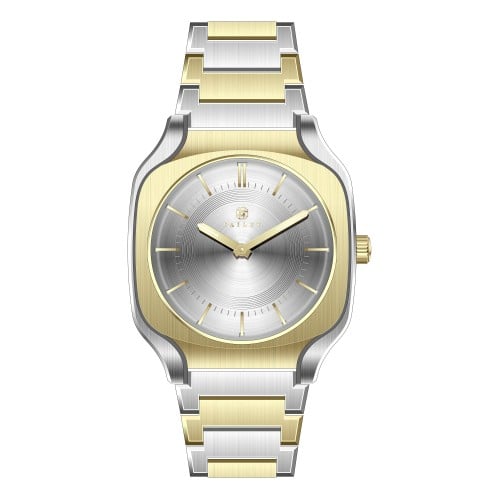 ساعة رجالية فضي ذهبي مينا أبيض ماركة فايلت