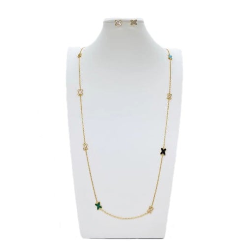 سلسال زركون طويل مع حلق ذهبي ملون ماركة فايلت