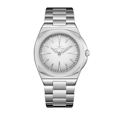 ساعة رجالية فضي مينا ابيض ماركة سان لوريس