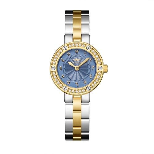 ساعة نسائية فضي ذهبي مينا سماوي ماركة سان لوريس