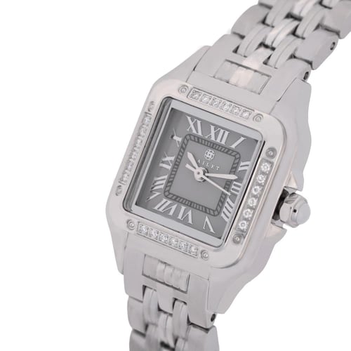 ساعة نسائية ألماس فضي مينا رمادي ماركة فايلت