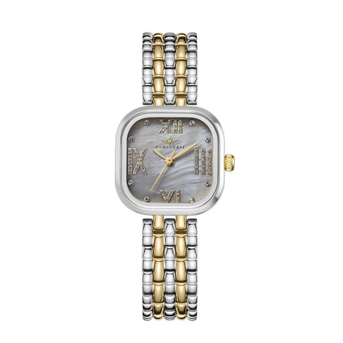 ساعة نسائية ذهبي مينا رمادي ماركة سان لوريس