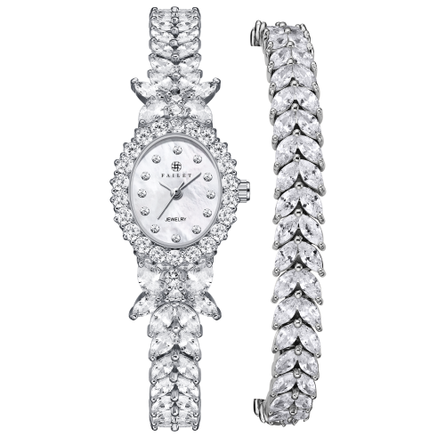 ساعة زركون سير طويل فضي من ماركة فايلت