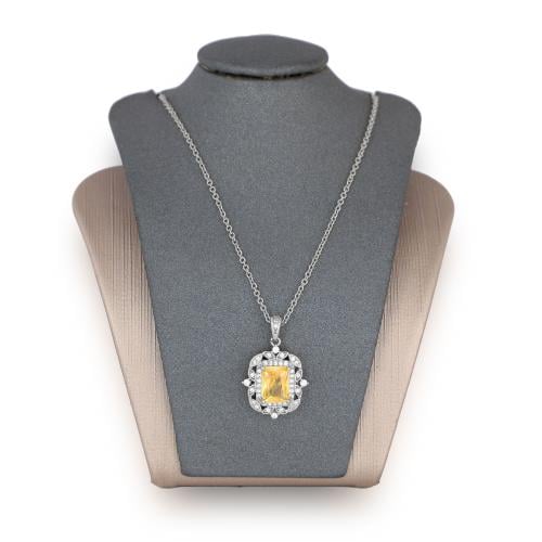 سلسال زركون فضي فص أصفر ماركة فايلت