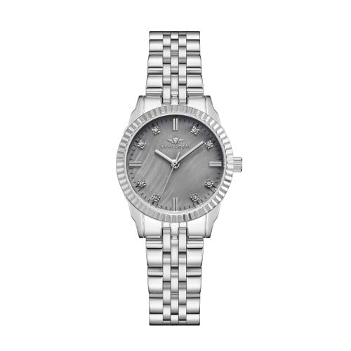 ساعة نسائية فضي مينا رمادي ماركة سان لوريس