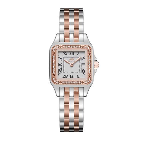 ساعة نسائية فضي نحاسي مينا أبيض من ماركة سان لوريس