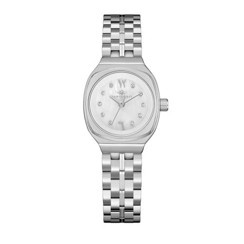 ساعة نسائية فضي مينا أبيض ماركة سان لوريس