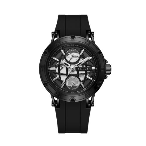 ساعة رجالية ربل اسود ميناء اسود ماركة فايلت