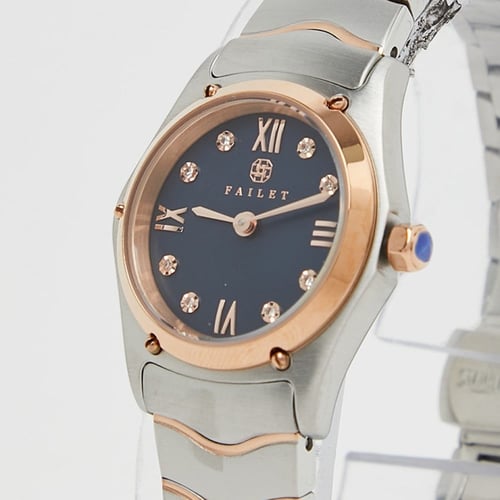 ساعة نسائية ألماس فضي ذنحاسي مينا كحلي ماركة فايلت