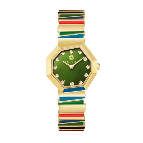 ساعة نسائية ألماس ذهبي مينا أخضر ماركة فايلت