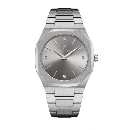 ساعة رجالية ألماس فضي مينا رمادي ماركة فايلت