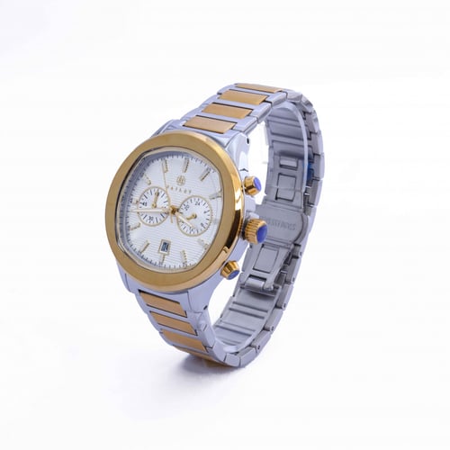 ساعة رجالية فضي ذهبي مينا ابيض ماركة فايلت