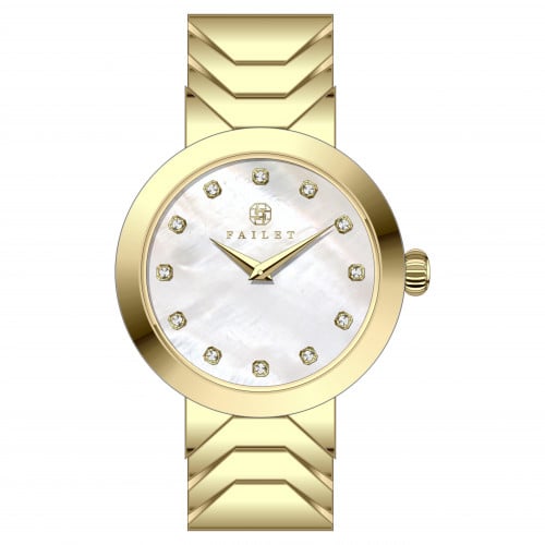 ساعة نسائية ذهبي مينا أبيض من ماركة فايلت