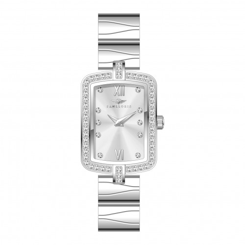 ساعة نسائية فضي مينا أبيض من ماركة سان لوريس