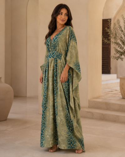 فستان اخضر طويل