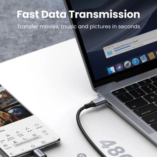 سلك شاحن يوجرين سريع من USB-C إلى USB-C مظفر بطول...