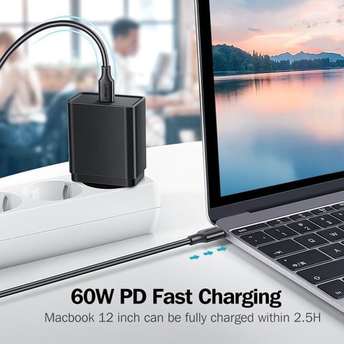 سلك شاحن يوجرين 60 واط من USB-C إلى USB-C بطول 1م...