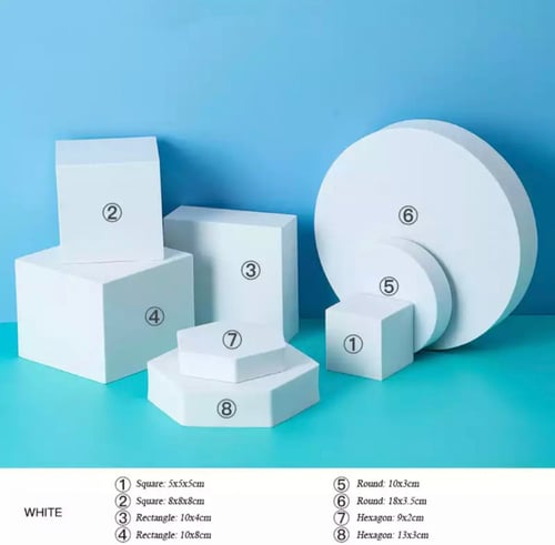 دعائم هندسية لون أبيض من الفوم المجموعة 8 قطع