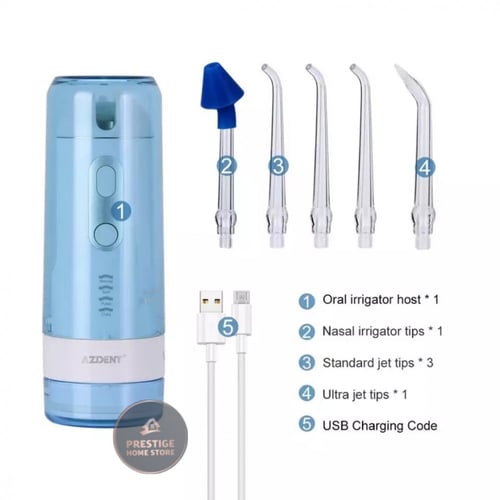 جهاز تنظيف الأسنان بضغط الماء (بني/أزرق)