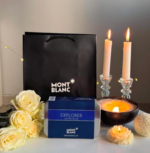 Montblanc Ultra Blue box, 3 products, perfume 7.5 ml, face cream 30 ml, cleanser with bag