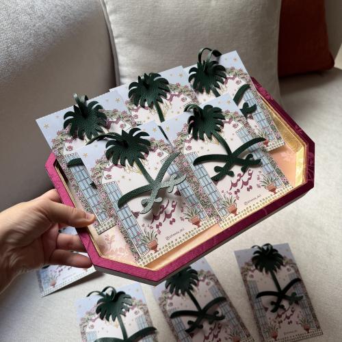 10 تعليقات سيفين ونخلة مع بطاقة العيد (للسيارات وا...