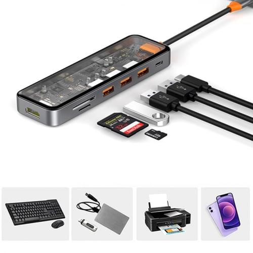 وي وو 7 في 1 موزع USB-C شفاف