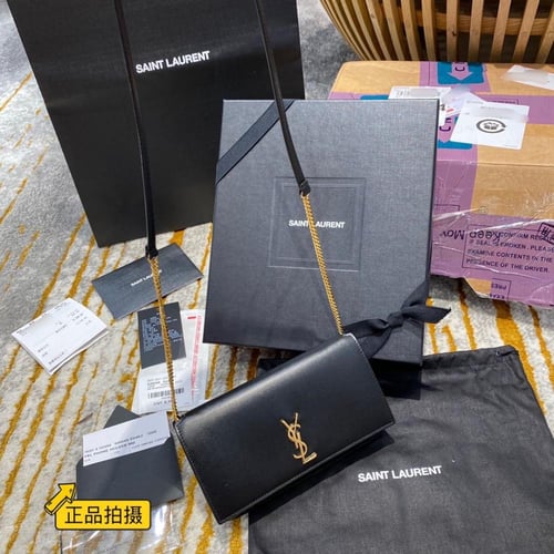 SAINT LAURENT Cassandre Strap leather phone case