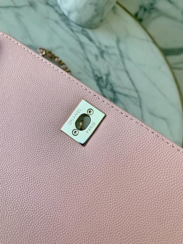 chanel coco handle small Light Pink Caviar