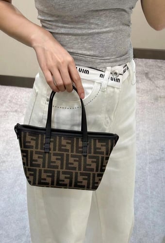 Roll Mini Brown FF jacquard mini bag